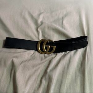 Gucci Black Belt with Gold GG Buckle